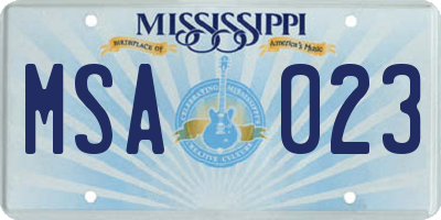 MS license plate MSA023