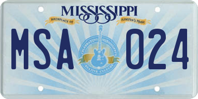 MS license plate MSA024