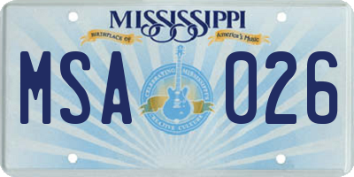 MS license plate MSA026