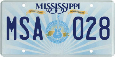 MS license plate MSA028