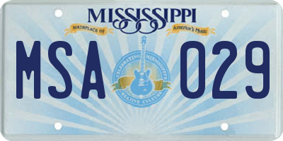 MS license plate MSA029