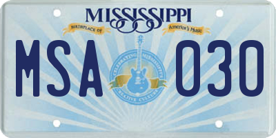 MS license plate MSA030
