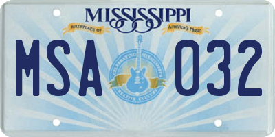 MS license plate MSA032