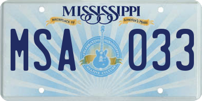 MS license plate MSA033