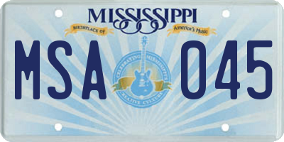 MS license plate MSA045