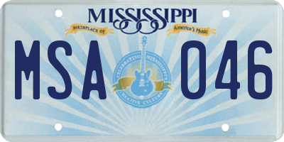 MS license plate MSA046