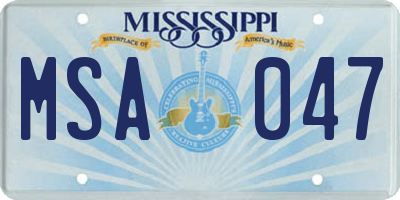 MS license plate MSA047