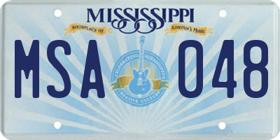 MS license plate MSA048