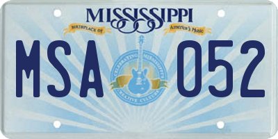 MS license plate MSA052