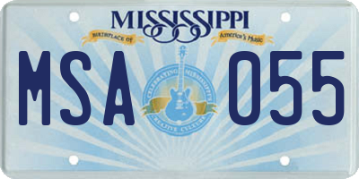 MS license plate MSA055