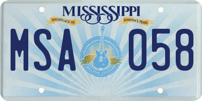 MS license plate MSA058