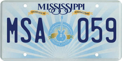 MS license plate MSA059