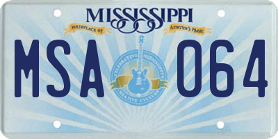 MS license plate MSA064