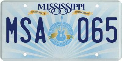 MS license plate MSA065