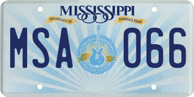 MS license plate MSA066