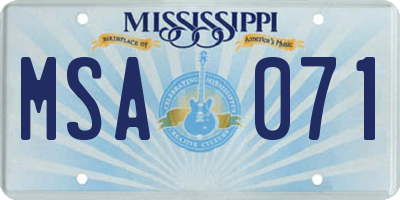 MS license plate MSA071