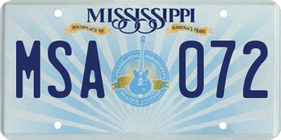 MS license plate MSA072
