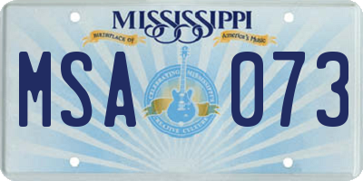 MS license plate MSA073