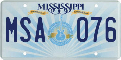 MS license plate MSA076