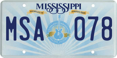 MS license plate MSA078