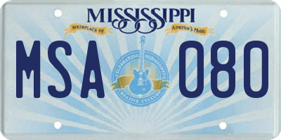 MS license plate MSA080