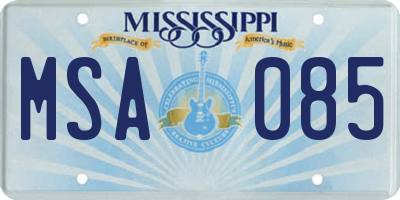MS license plate MSA085