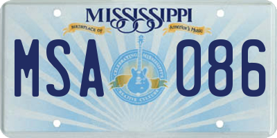 MS license plate MSA086