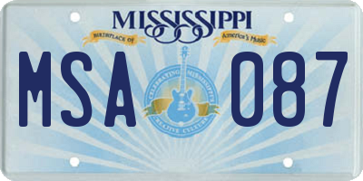 MS license plate MSA087