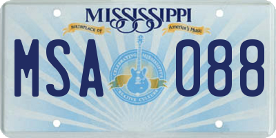 MS license plate MSA088