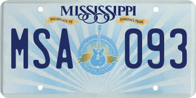 MS license plate MSA093