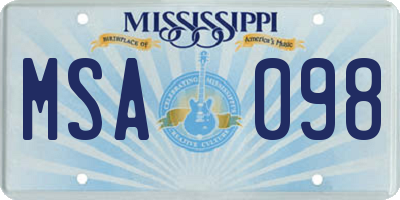 MS license plate MSA098
