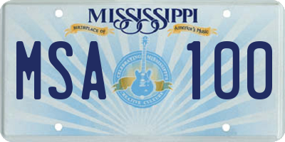 MS license plate MSA100
