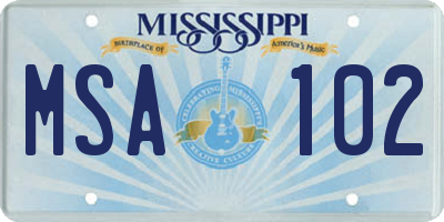 MS license plate MSA102