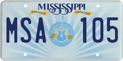 MS license plate MSA105
