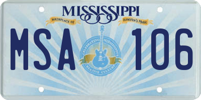 MS license plate MSA106