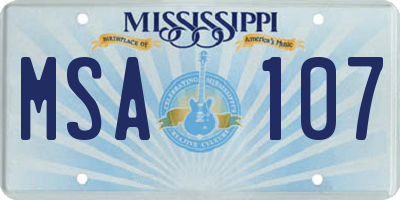 MS license plate MSA107