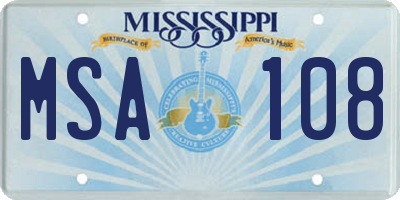 MS license plate MSA108