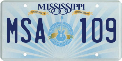 MS license plate MSA109