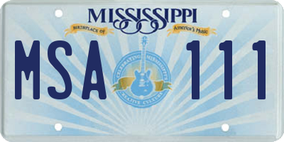 MS license plate MSA111