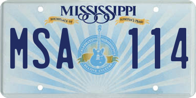 MS license plate MSA114