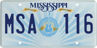 MS license plate MSA116