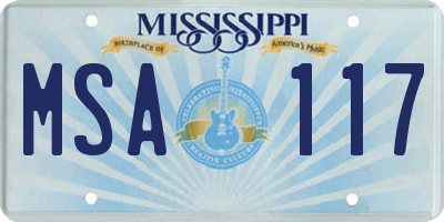 MS license plate MSA117