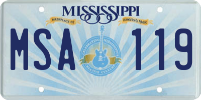 MS license plate MSA119