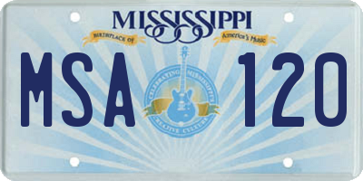 MS license plate MSA120