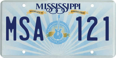 MS license plate MSA121