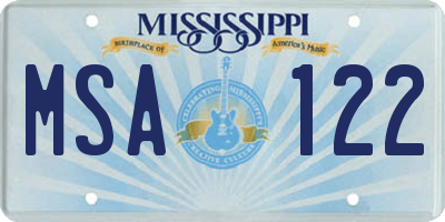 MS license plate MSA122