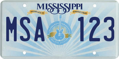 MS license plate MSA123