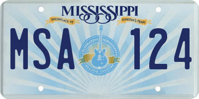 MS license plate MSA124