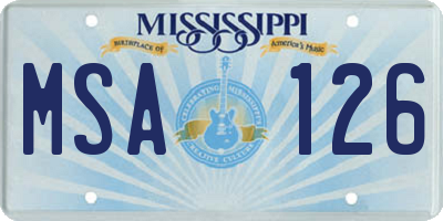 MS license plate MSA126