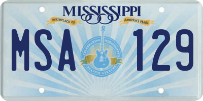 MS license plate MSA129